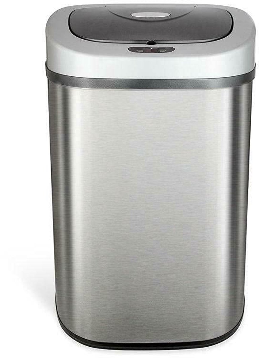 Prullenbak Sensor - Automatische Vuilnisbak - Hygiënisch Afval - Contactloos Openen - 80 Liter - Zilver Zwart