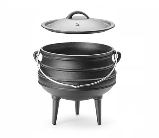 Gietijzeren Ketel - Hittebestendige Pot - Buiten Koken - Met 3 Poten - 6 Liter - Zwart — afbeelding 5