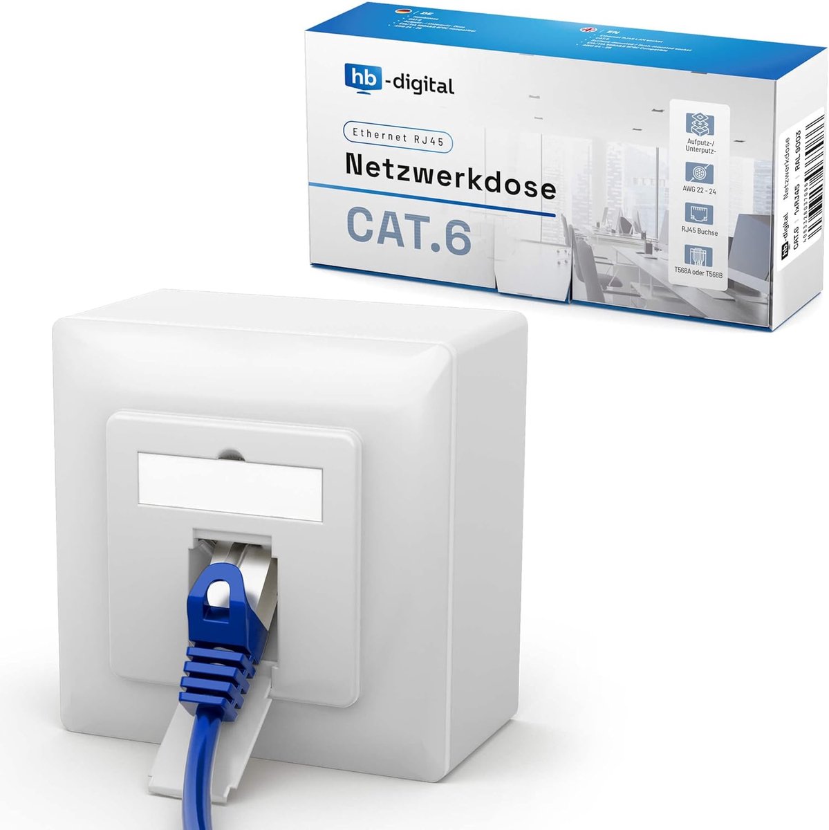 Netwerkcontactdoos CAT 6 - LAN-doos Inbouw - Internet Aansluiten - Afgeschermde Metaalconstructie - 5 Stuks - Signaalwit