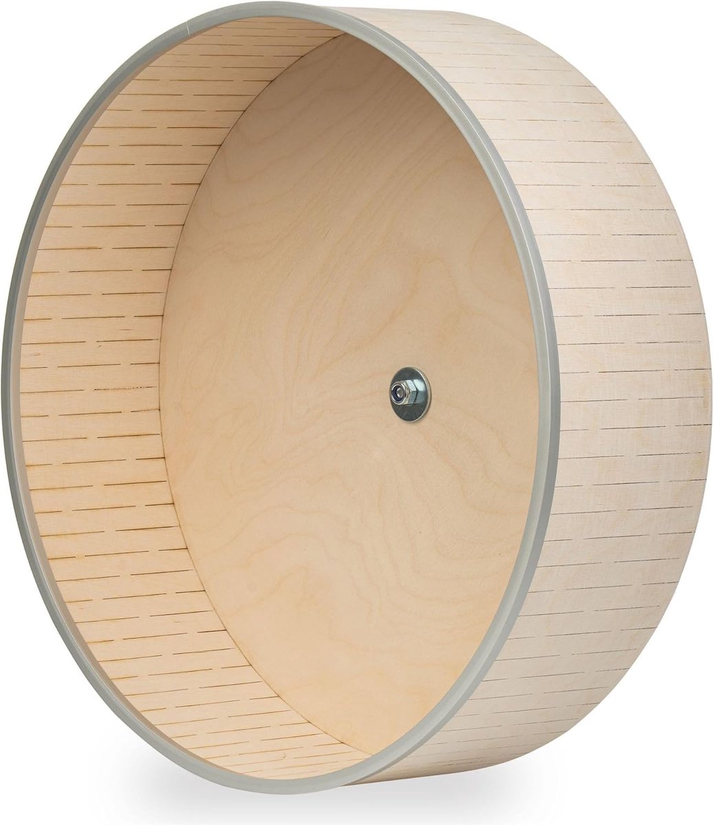 Loopfiets Chinchilla - Rondloopwiel Dier - Huisdier Beweging - Beschermende Metalen Ring - 35 cm Diameter - Houtkleur