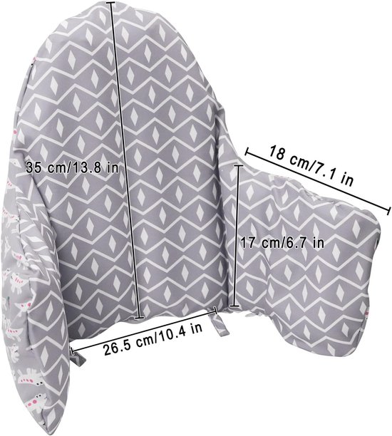 Kinderstoel Kussen - Zitverhoger Baby - Comfortabel Zitten - Opblaasbare Binnenvoering - 18 x 26.5 cm - Grijs Krokodil — afbeelding 4