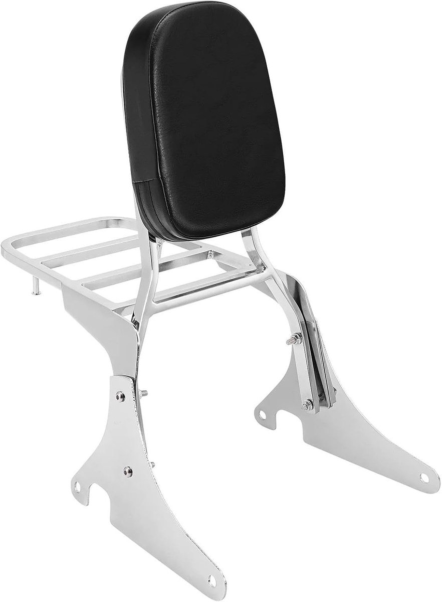 Motorfiets Rugleuning - Passagierskussen Sissy Bar - Comfortabel Rijden - Met Bagagedrager - Universele Pasvorm - Zwart