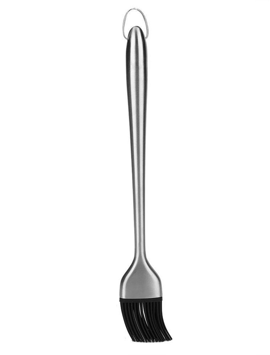 Dailygoods- Olieborstel RVS - Siliconen Kop - Vaatwasmachinebestendig - Hangende Haak - Keukengerei Accessoire - Gemakkelijk schoon te maken - Grillborstel