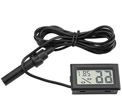 Digitale 2-in-1 Thermometer en Hygrometer met LCD Scherm voor Reptielen, Incubators en Aquaria - Zwart