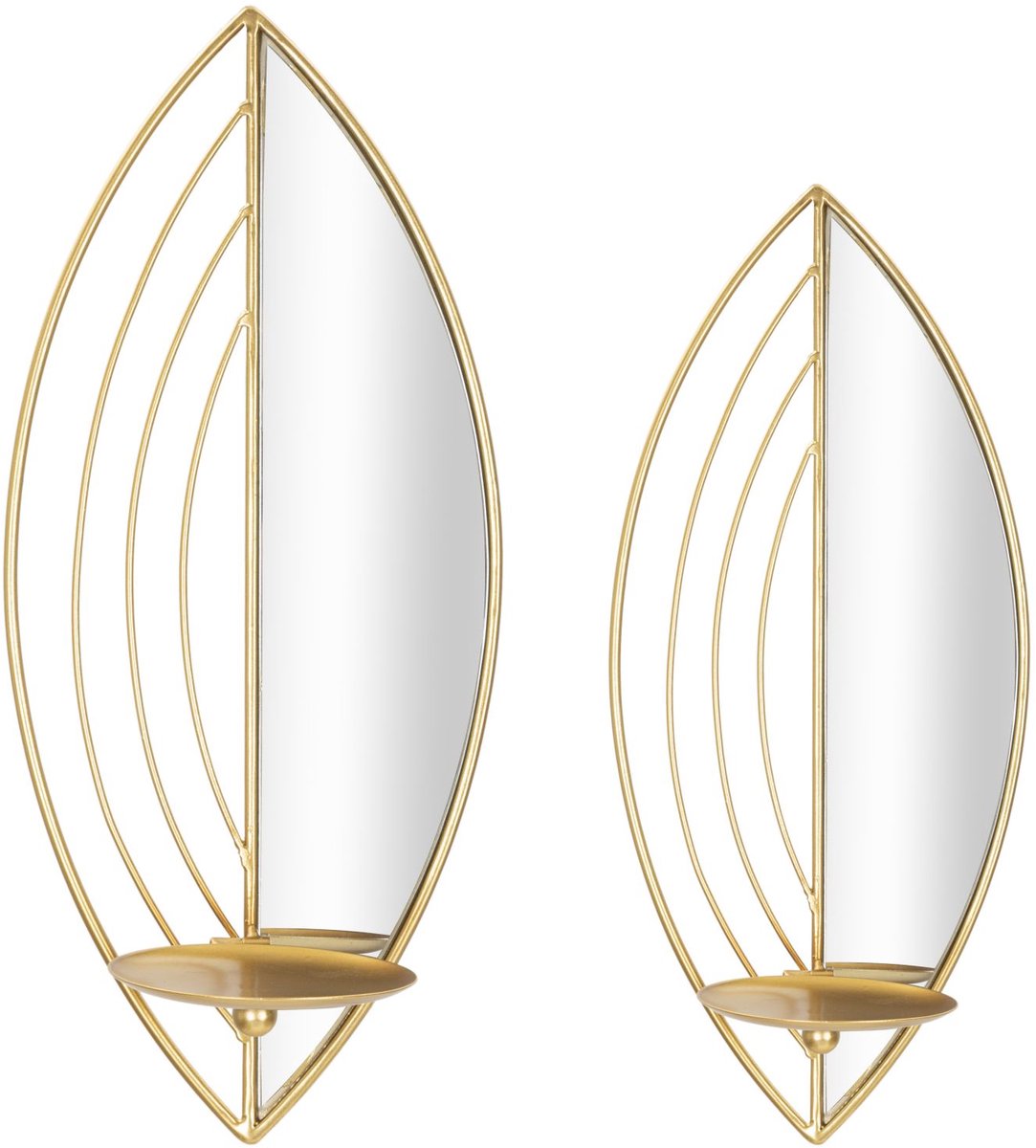 Mauro Ferretti Wandkandelaar Leaf Candle Holder Set 2 Pcs 18×13×41 cm Goud