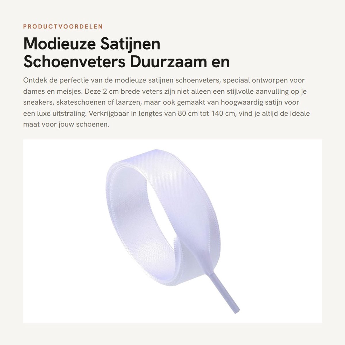 Dailygoods- Veters 2 cm breed - Satijnen Veters - Sneakers/Skateschoenen - Laarzen/Sportschoenen - Duurzaam - 80/100/120/140 cm - Schoenveters