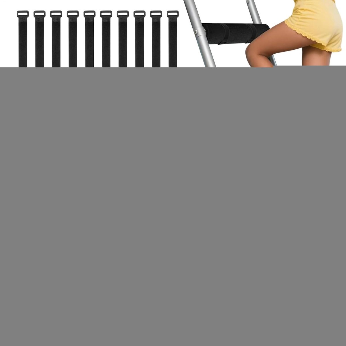 Ladder Treden Pads - Antislip Matten - Veilig Klimmen - Verstelbare Hoepelriemen - 28 cm Breed - Zwart