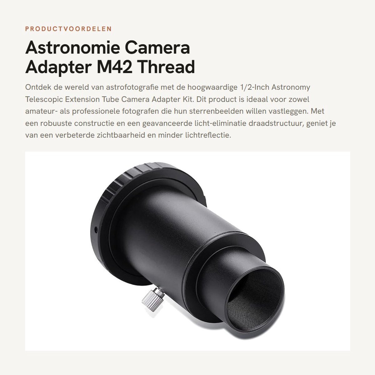 Dailygoods - Astronomie Camera Adapter - M42 Thread - Professionele Kwaliteit - 1/2-Inch Formaat - Astrofotografie - Licht Reflectie Vermijden - Gesch...