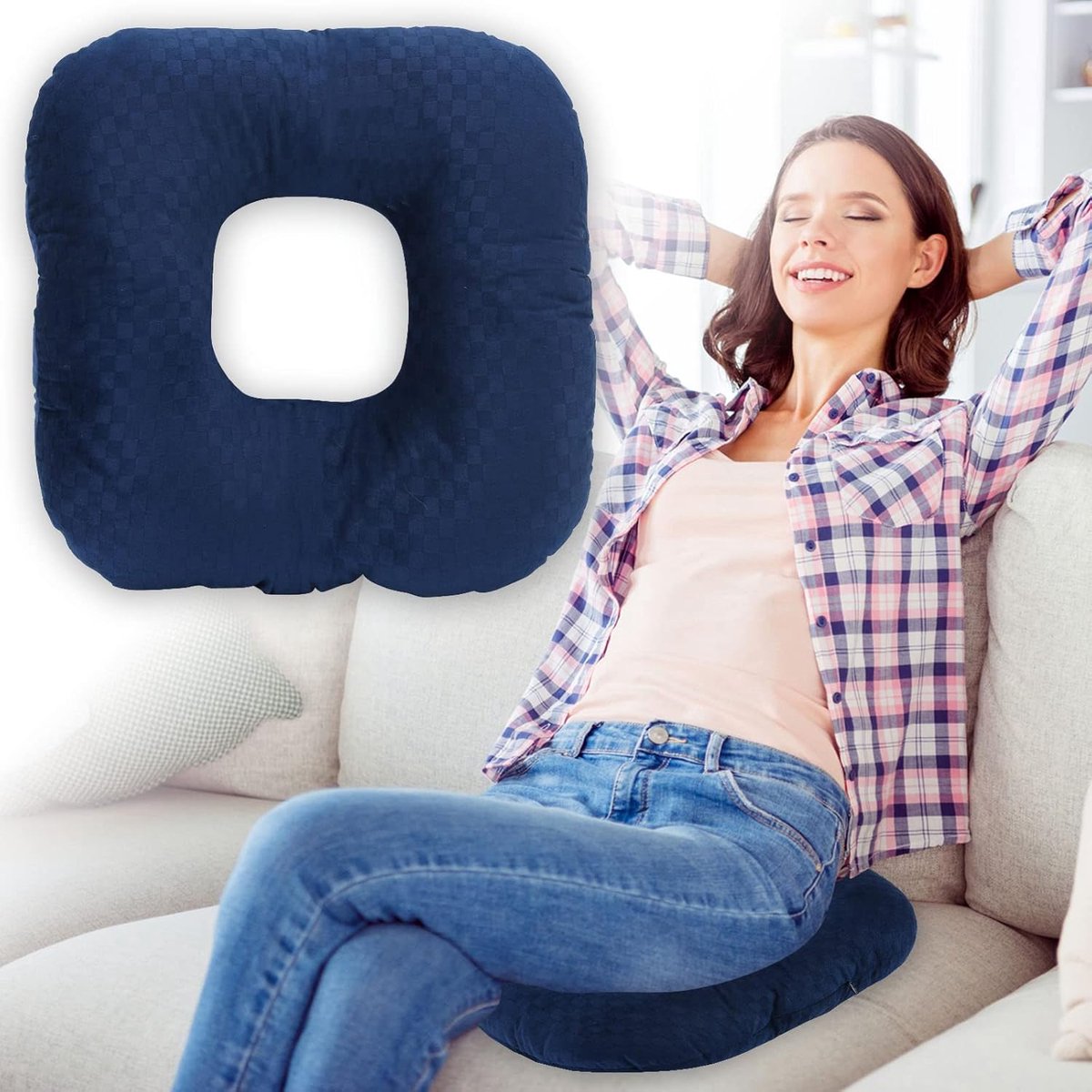 Ergonomisch Donut Kussen voor Zitcomfort - Stuitbeen, Aambeien en Zwangerschap - Blauw