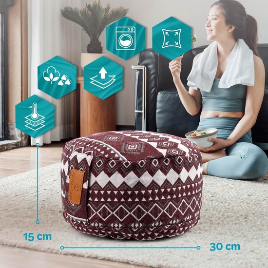 Ronde Yogabolster - Yoga Kussen - Yin Yoga - Wasbare Overtrek - 30 x 15 cm - Stijl 2 — afbeelding 5