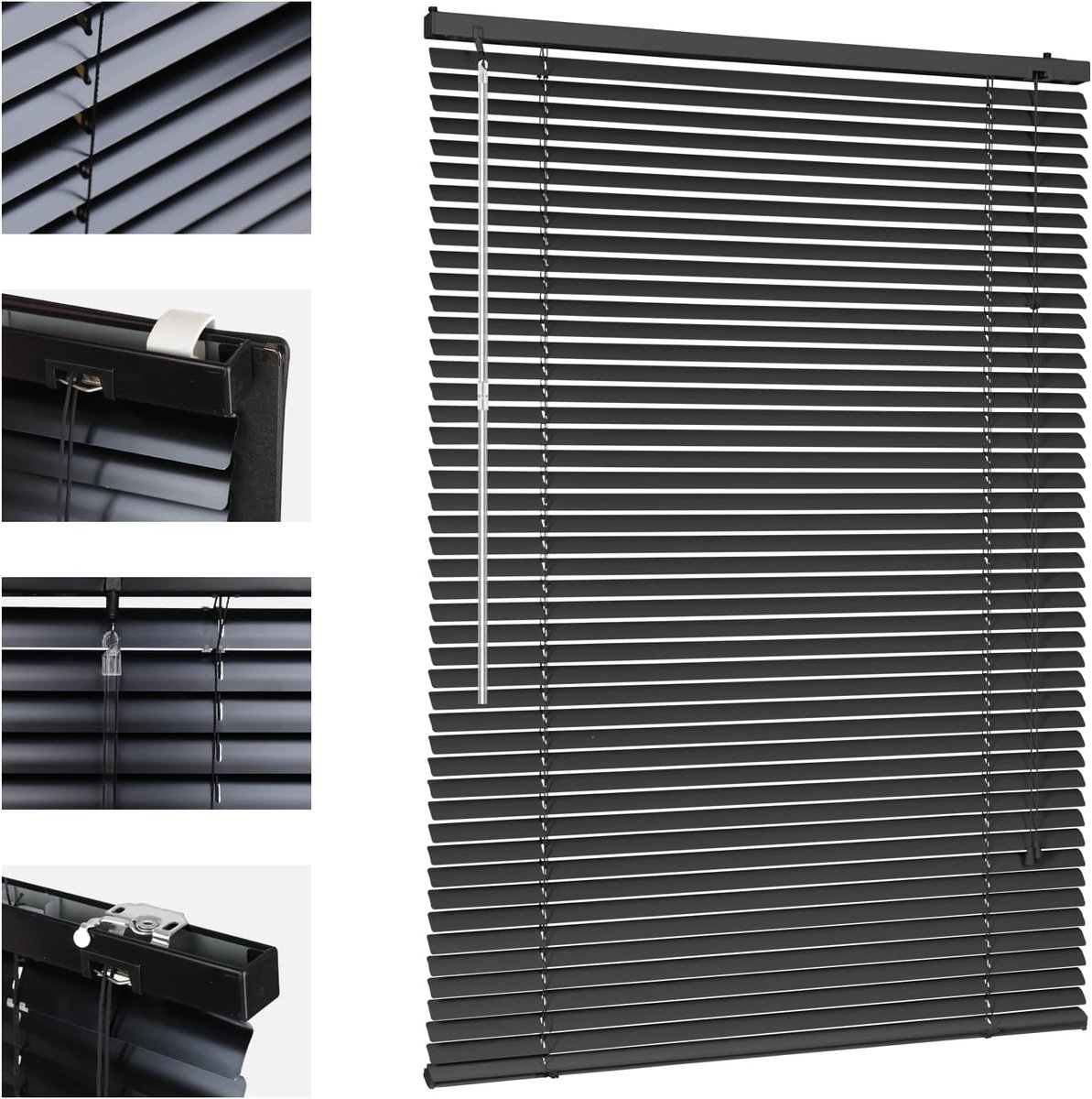 Aluminium Jaloezie - Raambekleding - Privacy en Licht - Montage zonder boren - 100 x 130 c
