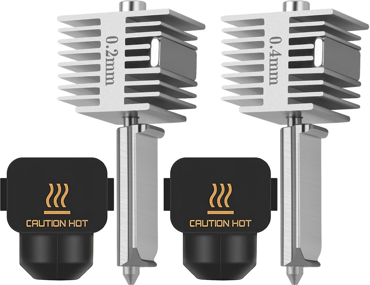 Dailygoods- Hotend Upgrade 2 Stuks - 0,2 mm/0,4 mm Roestvrij Staal Spuitmonden - Geïntegreerd Volledig Metalen Design - Compatibel met Bambu Lab A1/A1 Mini - Hoge Precisie - 3D-printer