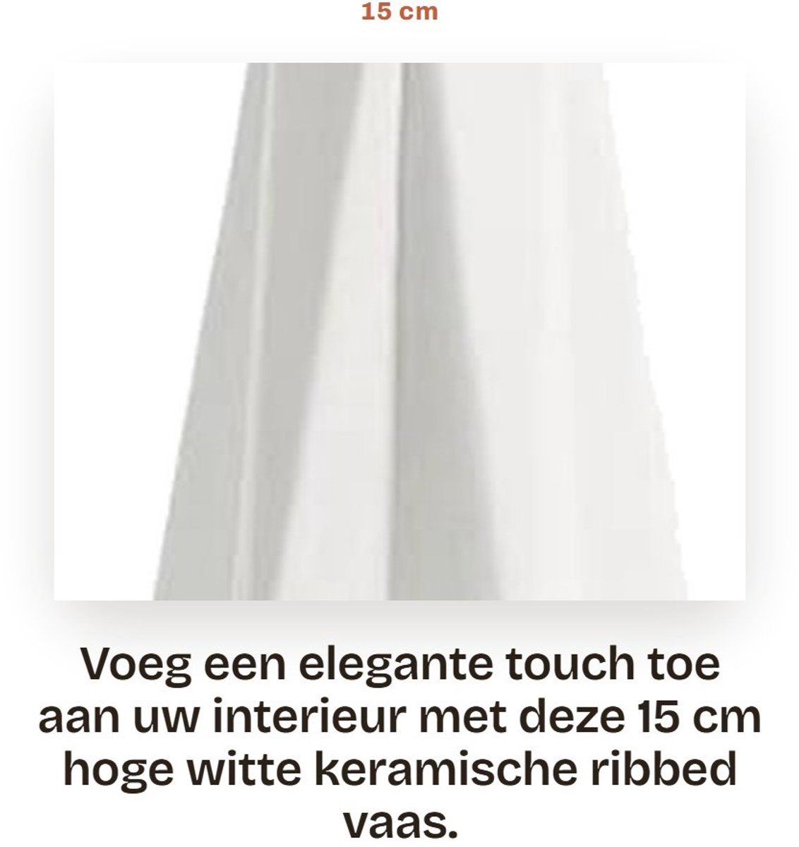 Dailygoods- Bloemvaas 15CM - Witte Keramische Vaas - Ribbel Design - Decoratieve Vaas - Voor Binnen - Geschikt voor Bloemen/Droogbloemen