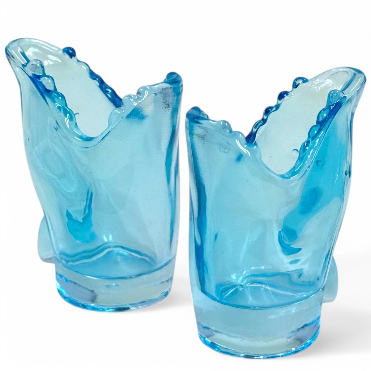 Dailygoods- Borrelglazen set 2-delig - Haaienvorm - Turquoise - 8 cm - Robuust - Decoratief design - Shotglazen