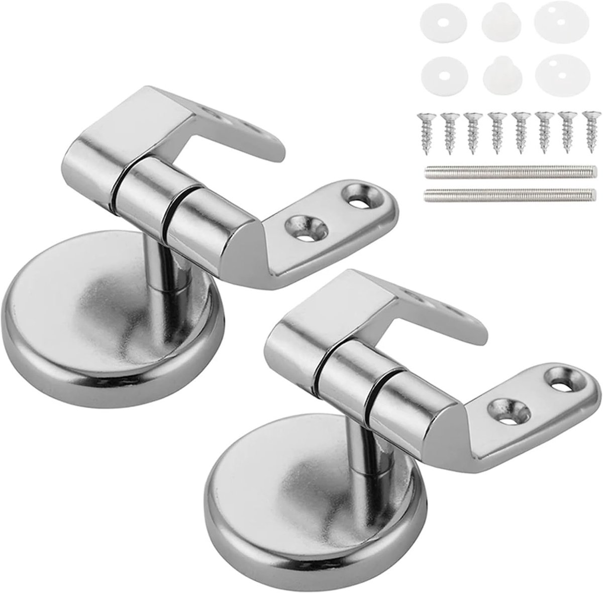WC-bril scharnieren - Reparatieset deksel - Badkamer reparatie - Universele pasvorm - 6 stuks - Zilverkleurig