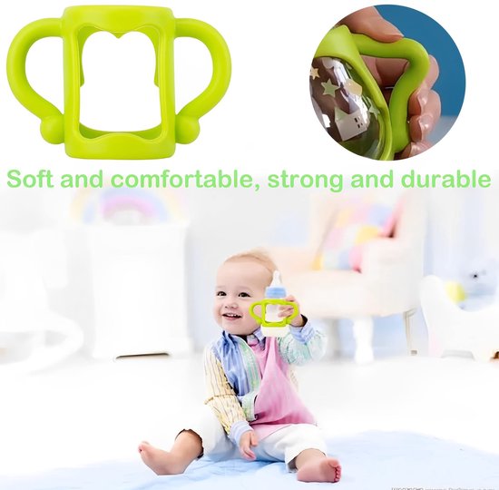 Dailygoods- Babyfles-Handgrepen 3 Stuks - Siliconen Flesgreep - Flessenhouder voor Kinderen - Kleine Handgreep - Compatibel met Dr. Brown Flessen - Fleshouder van Dailygoods — afbeelding 3