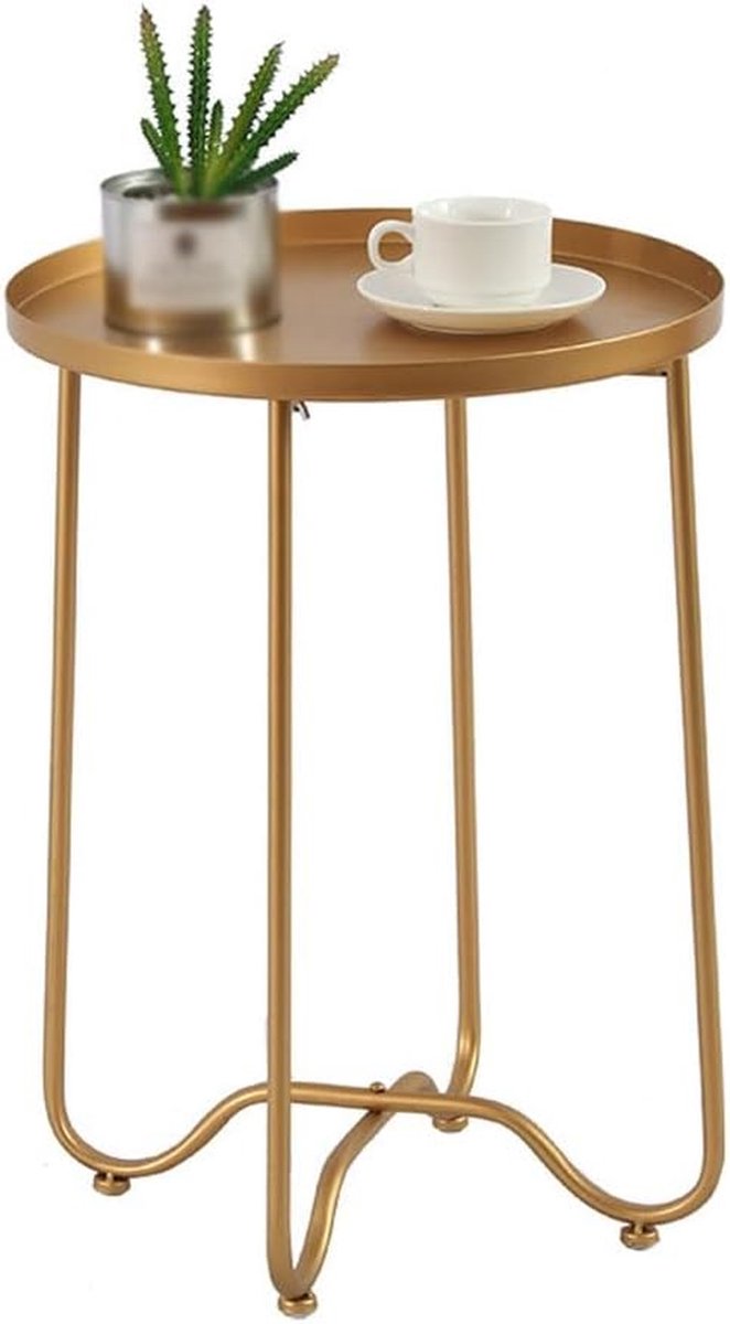 Kleine salontafel - Bijzettafel Hoektafel - Ontspannen momenten creëren - Stabiele metalen structuur - Diameter 40 cm - Zwart