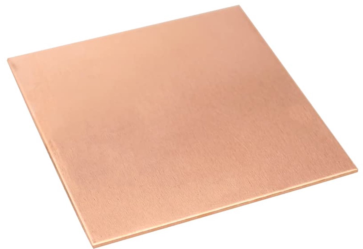 Koperen Plaat - Metaalplaat Ambacht - Sieraden Maken - 999% Zuiver Koper - 20x20 cm - Koperkleurig