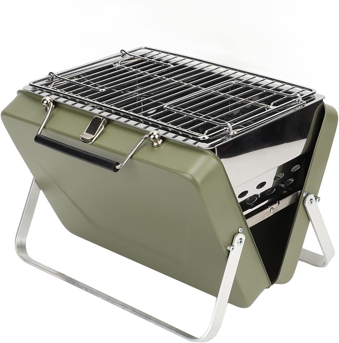 Opvouwbare Houtskoolbarbecue - Compacte Grill - Buiten Koken - Notebook Ontwerp - Draagbaar Formaat - Zwart