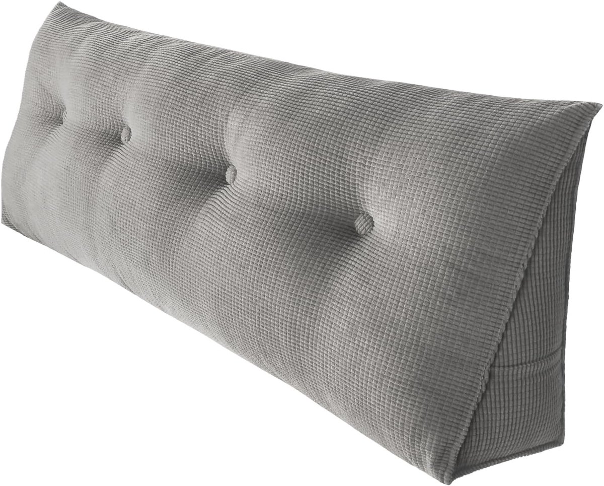 Groot Rugkussen 140 cm voor Bed en Sofa - Stevig Lumber, Lees- en Nekondersteuning met Wasbare Hoes