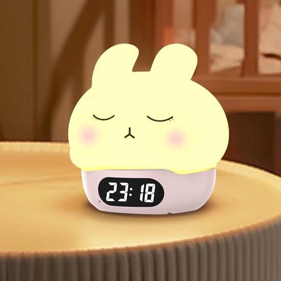 Konijnenwekker - Nachtlampje Weklamp - Slaaptraining Kinderen - Multifunctioneel Display - 10.7 cm - Roze — afbeelding 3