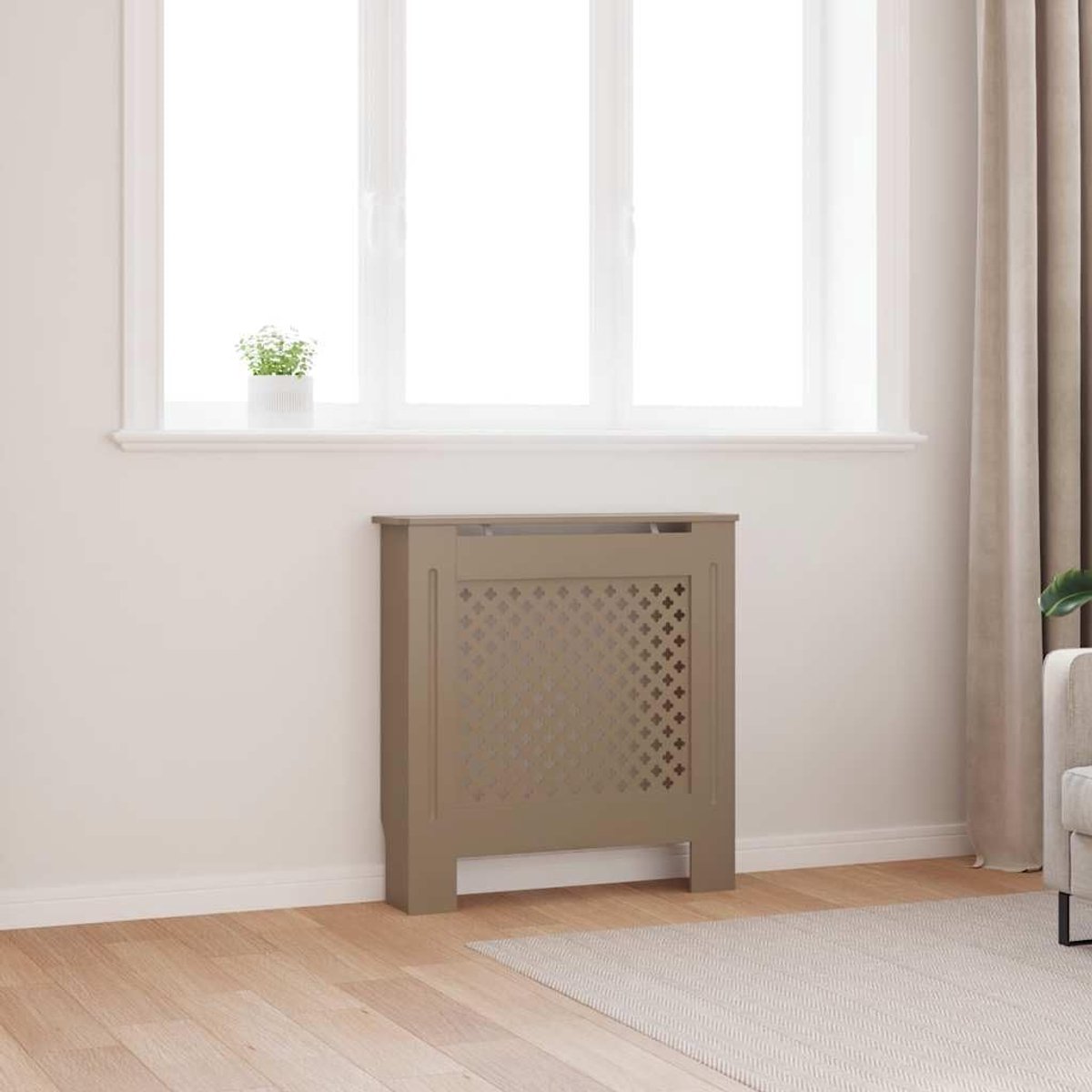 Radiatorbekleding MDF - Verwarmingsafdekking hoes - Woonkamer Decoratie - Modern Lattendesign - 78 cm - Bruin