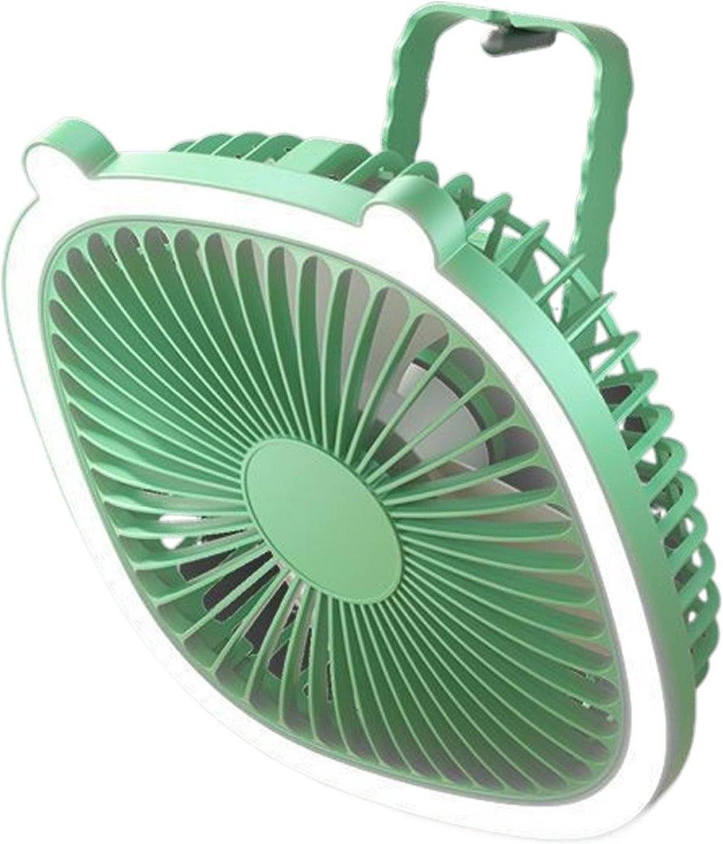 Tafelventilator - Bureauventilator - Persoonlijke Koeling - Adaptieve Verlichting - 20.5 cm Breed - Groen Leer