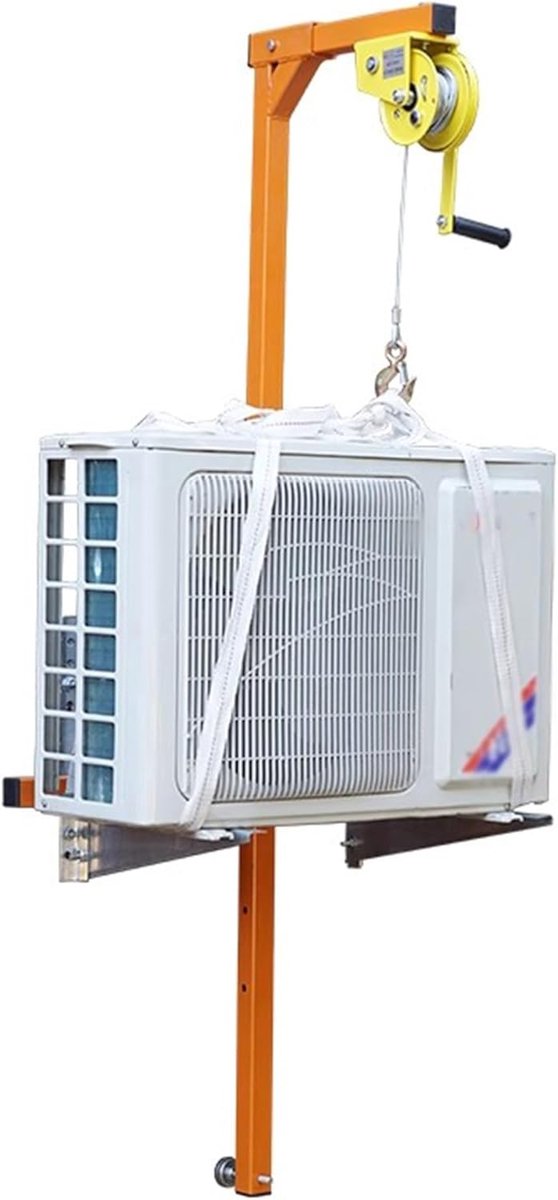 Handmatige Lier - Hefgereedschap Buiteneenheid - Airco Installatie - Driehoekige Stabiliteit - 150 kg Draagvermogen - Zwart