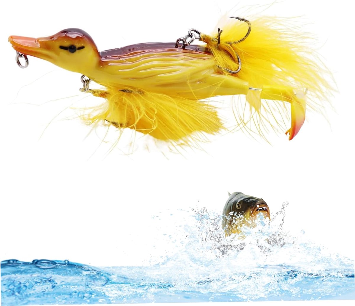 Vliegen Vangst Lokker - Eend Lokker - Vissen in Open Water - Realistisch 3D Ontwerp - 10.5 cm - Geel