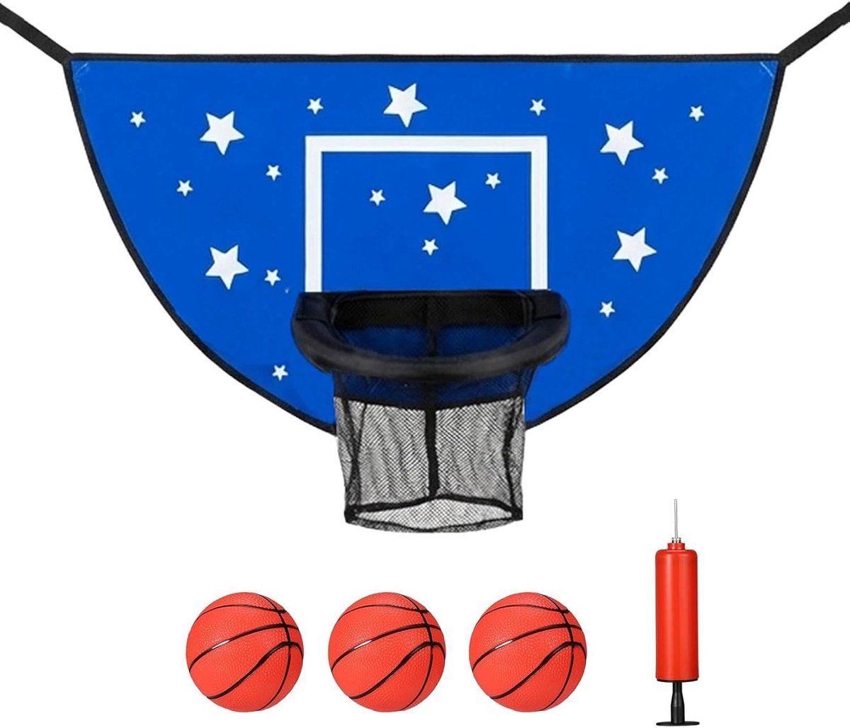 Trampoline basketbalkorf - Basketbal set - Buiten spelen - UV-bestendig ontwerp - 30 x 27 x 5 cm - Blauw