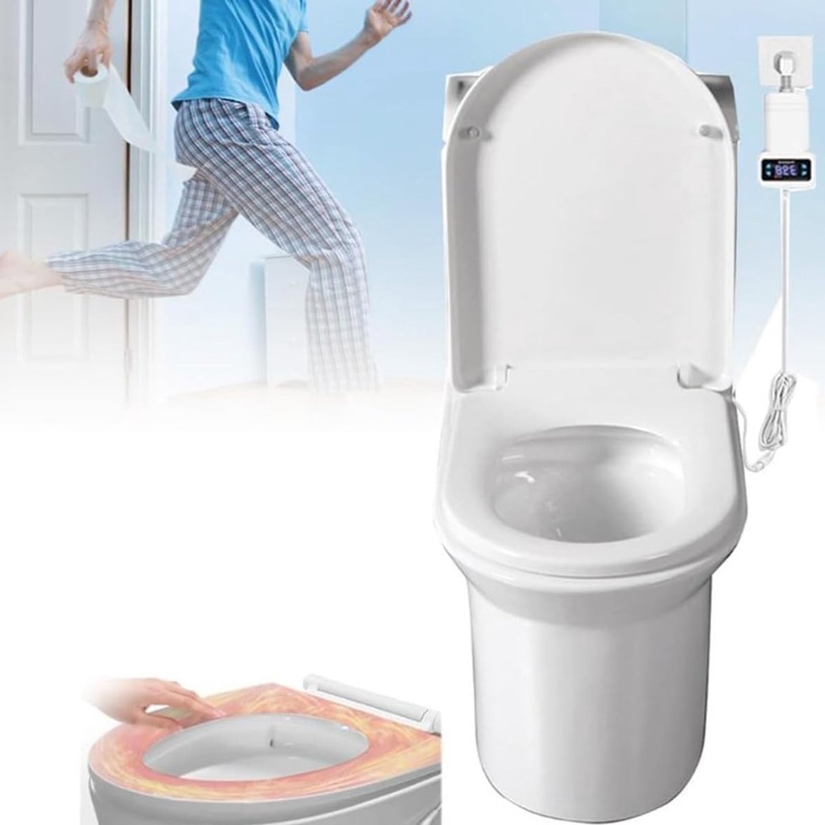 Verwarmde toiletbril - Slim bidet - Comfort in badkamer - Instelbare temperatuur - D-vorm - Wit