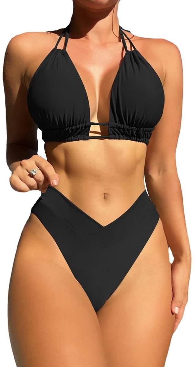 Dailygoods - Tweedelige Bikini Set voor Dames - Halter Hals met Ruches