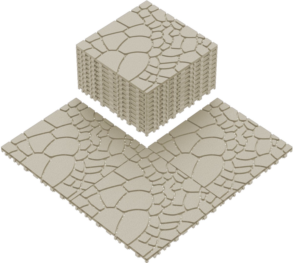 Interlocking Deck Tiles - 44 Stuks - 30x30 cm - Steenstructuur - Beige