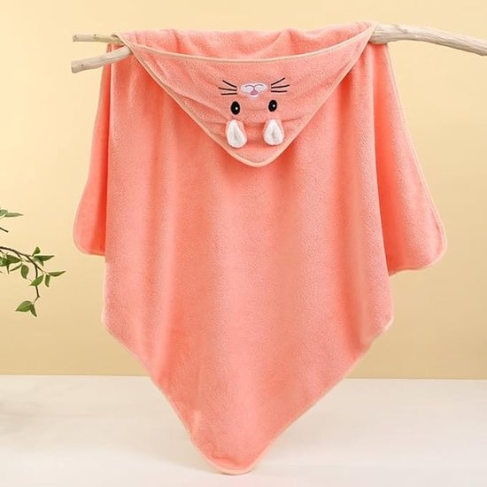 Babybadhanddoek met capuchon - Premium zachte babybadhanddoek, Geschikt voor pasgeborenen en baby's - Superabsorberende, zachte badhanddoek, Geschikt voor zowel jongens als meisjes (oranje kattenprint) — afbeelding 2