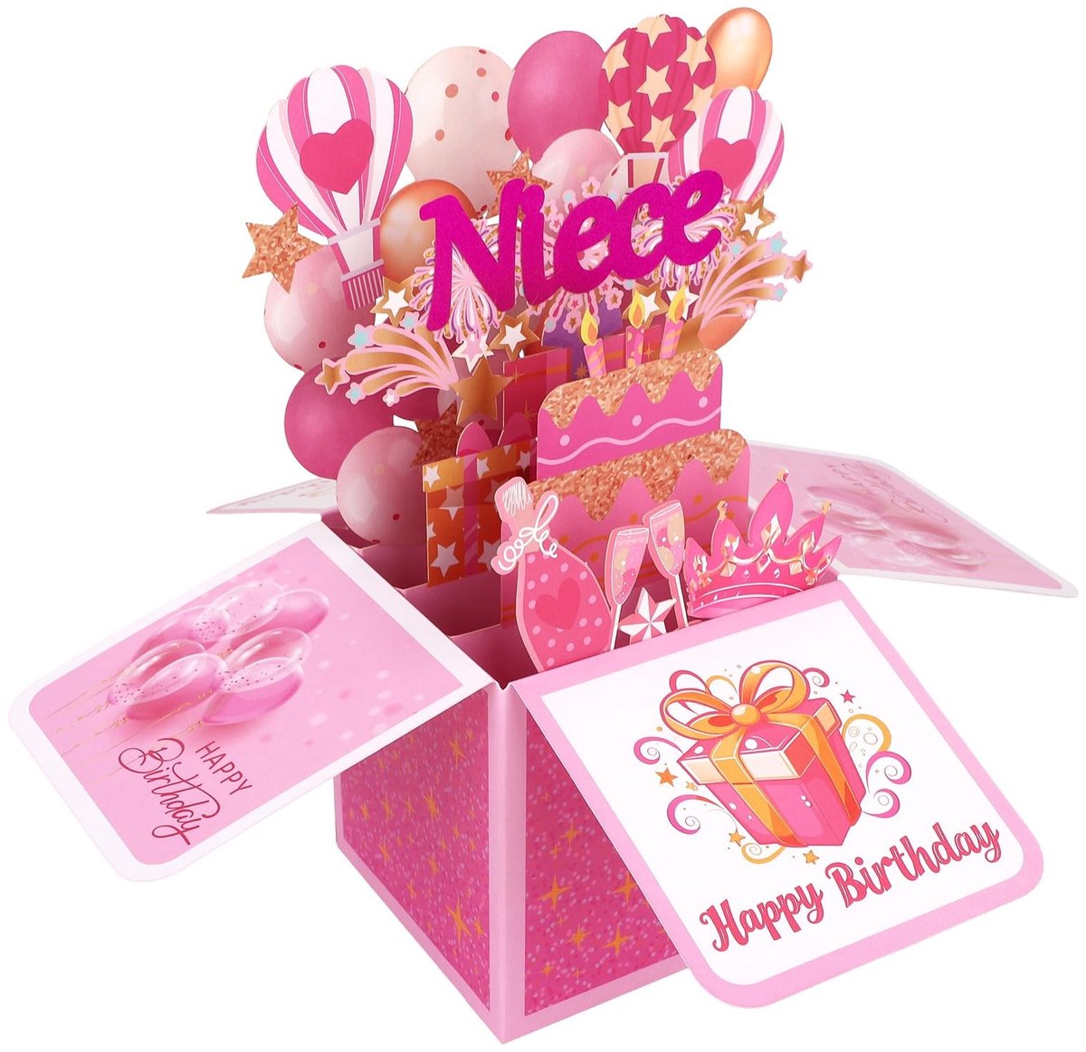 Dailygoods- Verjaardagskaart Creatief - Pop-Upkaart - Veelkleurig - Met Envelop - Aandenken - 24,5 x 24,5 x 19 cm - Feestkaart
