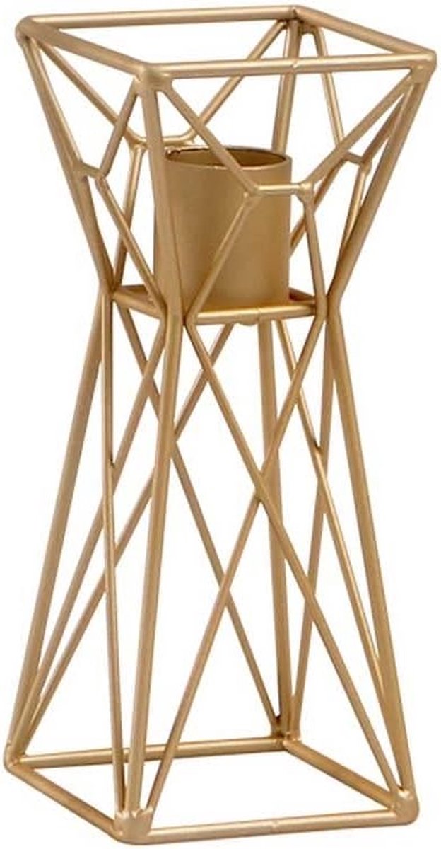 Kandelaars Set - Metalen Houders - Huis Decoratie - Geometrisch Design - S en L - Goud