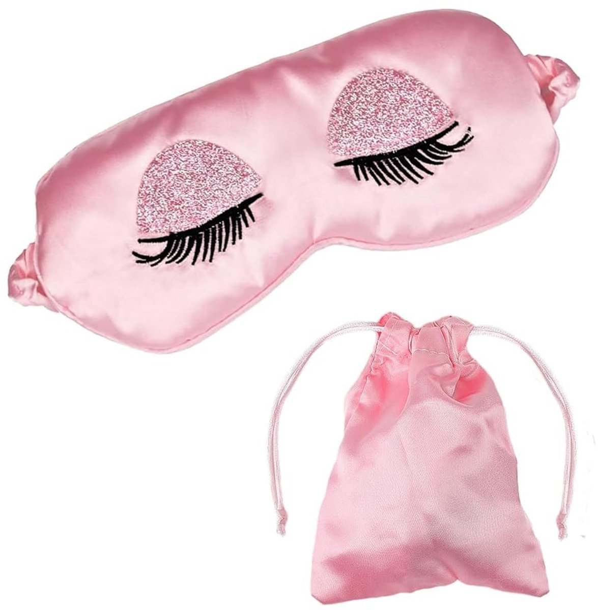 Dailygoods - Roze Slaapmasker met Opbergtas - Ultravoorzacht en Ademend voor Reis en Slapen