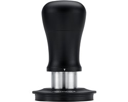 Dailygoods - Normcore 58mm koffie tamper V5, veerbelaste Espresso tamper met titanium coating vlakke basis, geanodiseerde aluminium handgreep en siliconen standaard, zwart