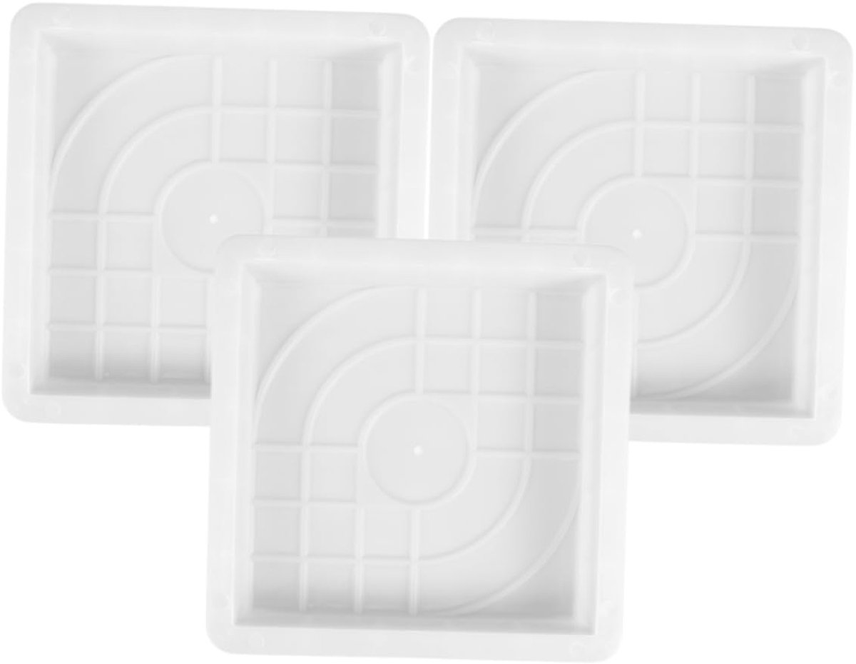 Betonmal Set - Baksteen Vorm - Pad Aanleggen - Herbruikbaar Plastic - 3 Stuks - Wit