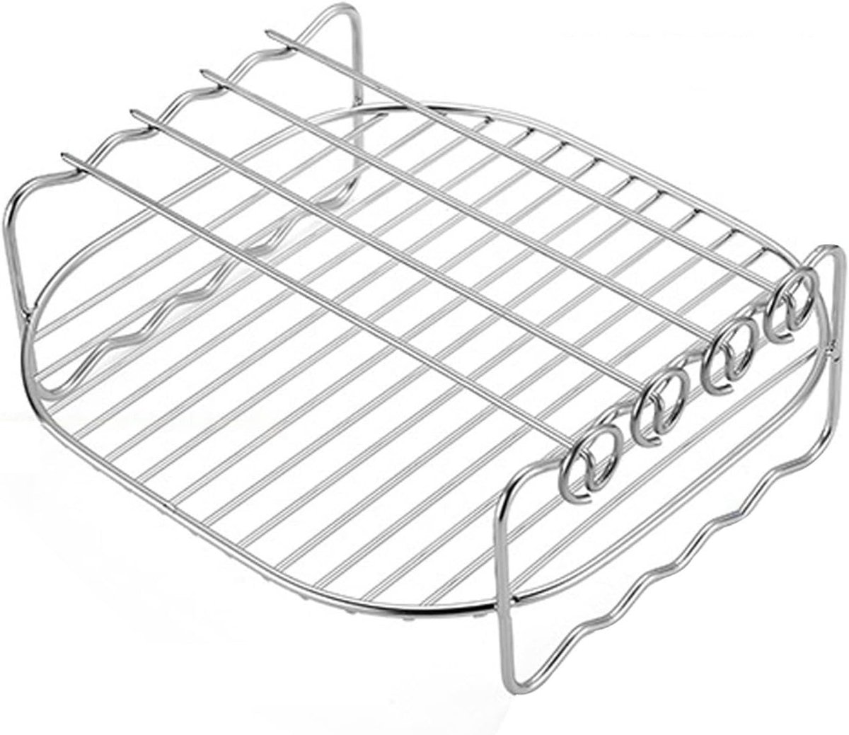 Airfryer Rack Dubbel Stapelbare Standaard Dubbel Koken Roestvrij Staal 6 7 8 inch Zilver