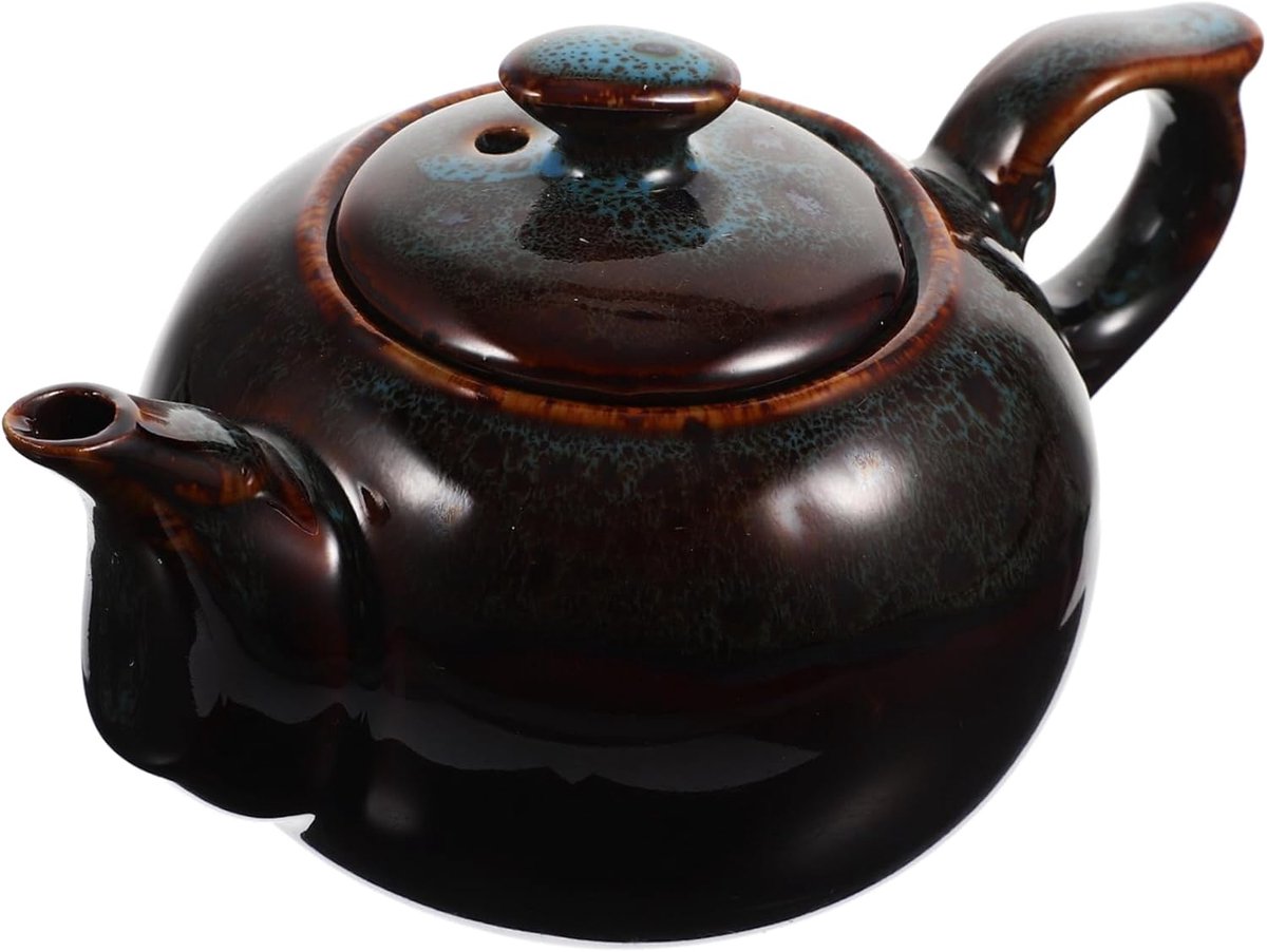 Keramische Theepot - Aardewerk Ketel - Thee Zetten - Zijgreep Ontwerp - 15 cm Lengte - Bla