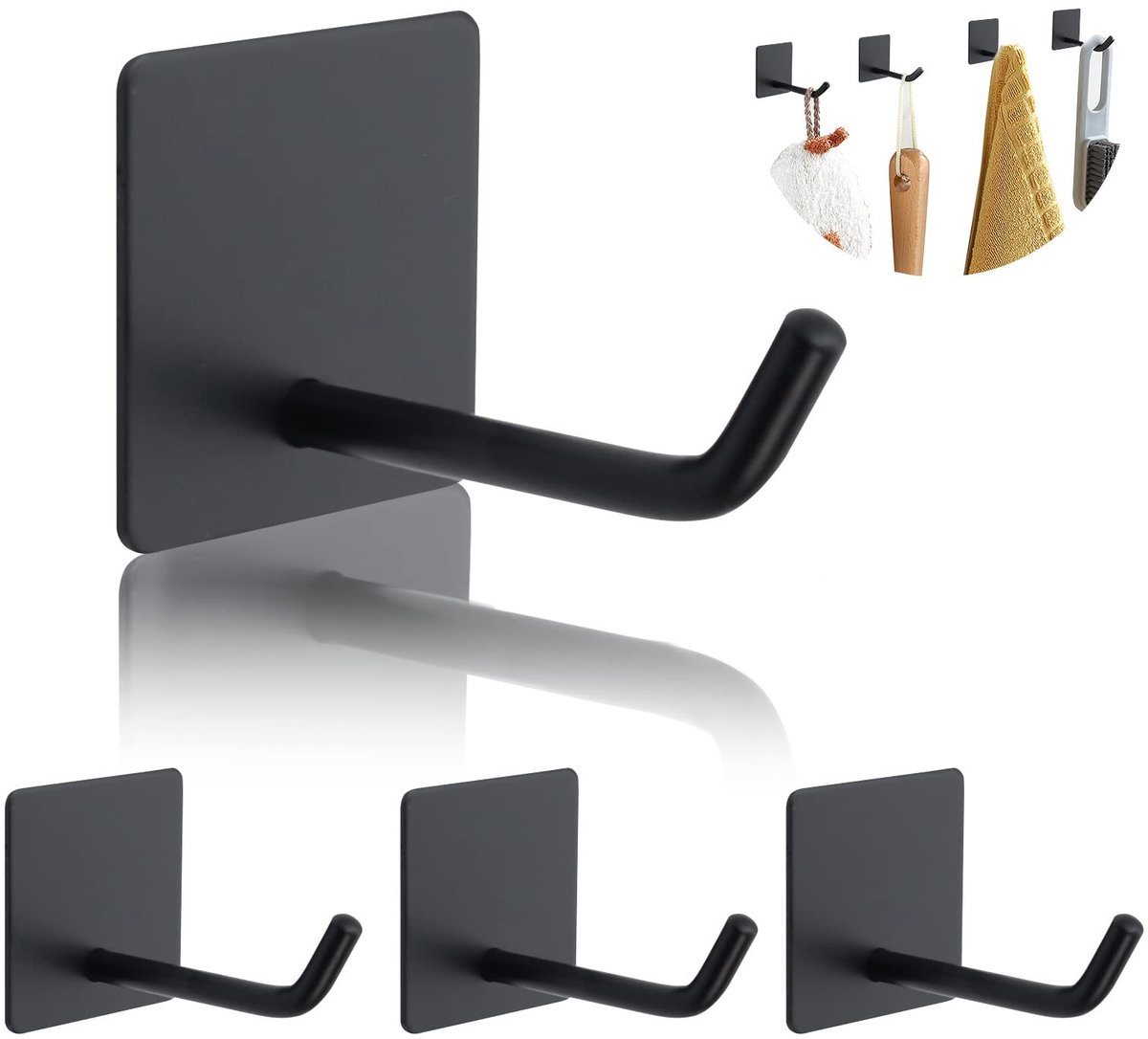 Dailygoods- Wandhaken - 4 Stuks Zelfklevend - Heavy Duty - Roestvrij Staal - Waterdicht - Elegant Design - Geschikt voor Gladde Oppervlakken - Haak