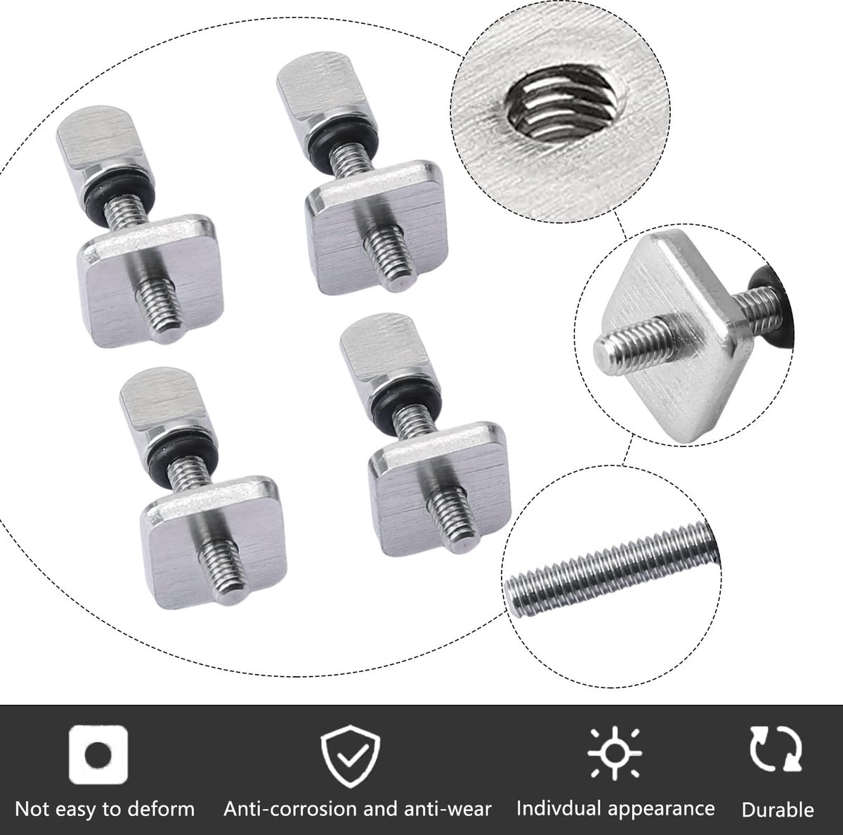 Dailygoods- Vinschroef 4 Stuks - Roestvrij Staal - Vervangende Accessoires - Voor Surfplanken/SUP - Eenvoudige Installatie - 30mm Maat - Vinbout
