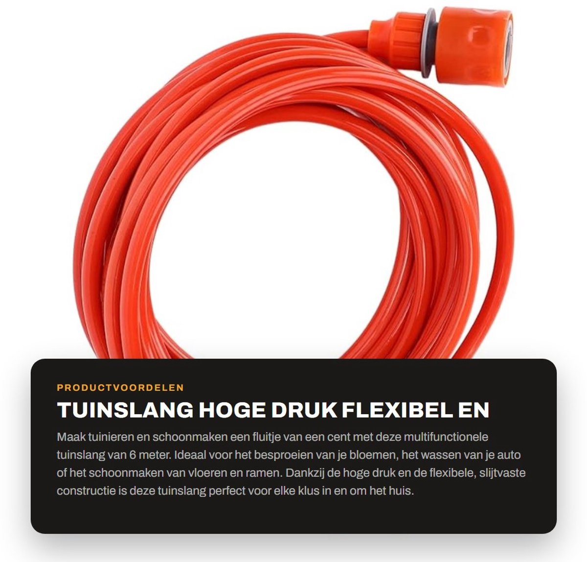 Dailygoods- Tuinslang 6 Meter - Hoge Druk - Flexibel - Slijtvast - Barstbestendig - Antivries - Multifunctioneel Gebruik - Waterleiding