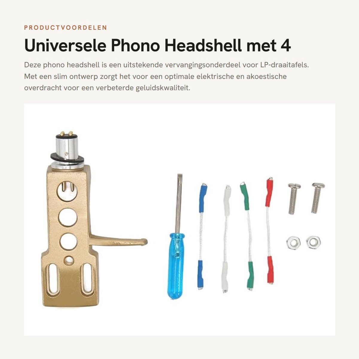 Dailygoods - Universele Phono Headshell met 4 Geleidingsdraden