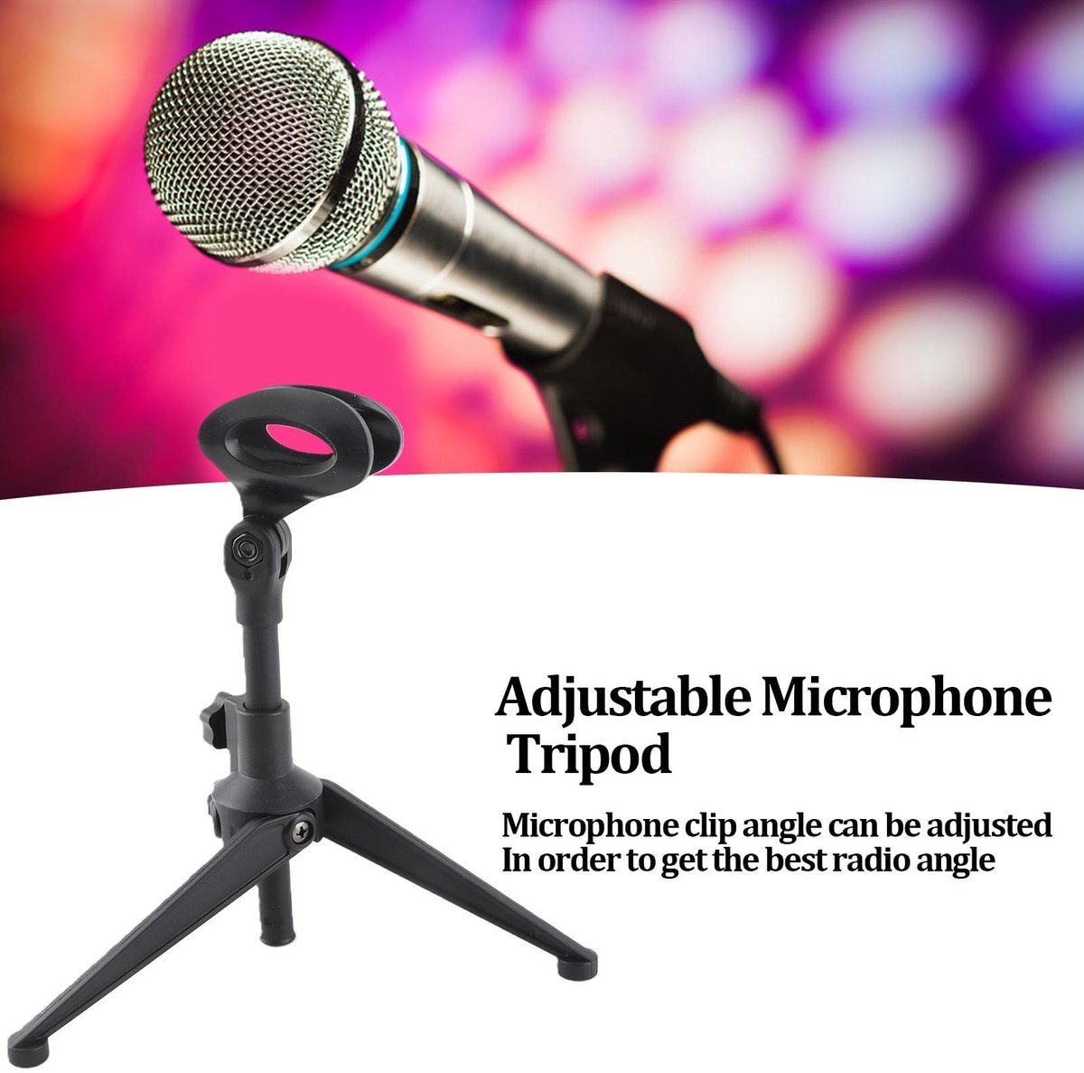 Dailygoods- Microfoonstandaard Draagbaar - Verstelbare Tafelstandaard - Opvouwbaar Statief - Kunststof - Hoogtebereik 20,5-27cm - Geschikt voor Conferenties - Microfoonstatief
