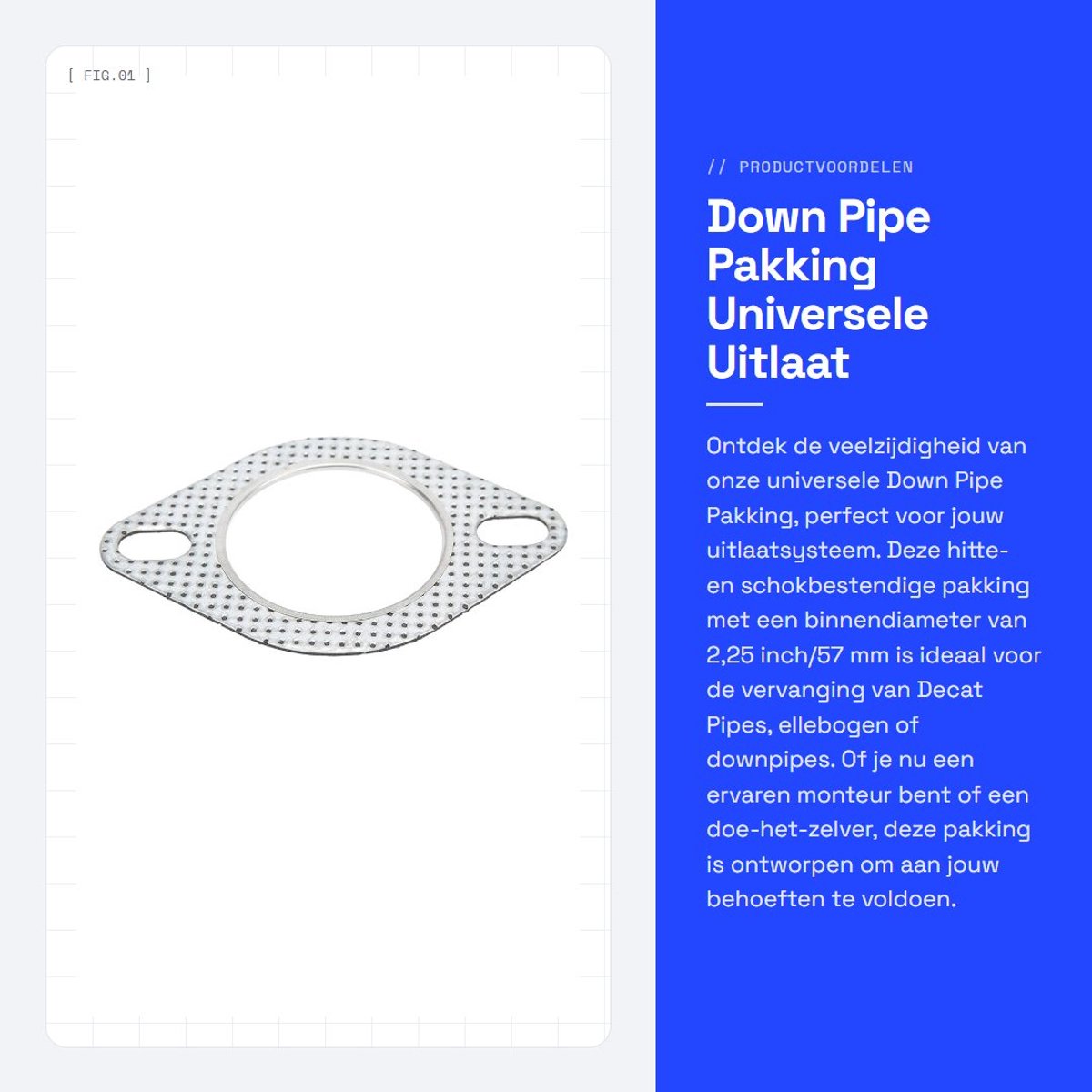 Dailygoods- Uitlaatpakking Universeel 2 Gaten - Hittebestendig - Schokbestendig - Vervanging voor Decat Pipes - Geperforeerd Staal - 2,25 inch/57 mm - Flenspakking