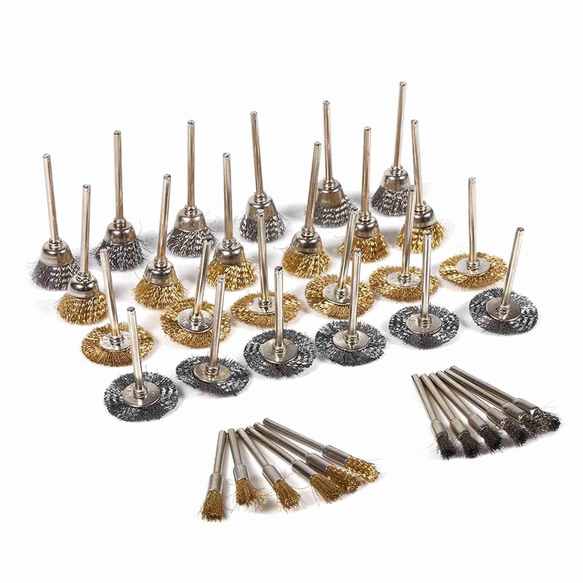 Dailygoods- Staaldraadborstel 36-stuks - Borstelset Boormachine - Roestverwijdering - Polijsten - Slijpen - Hoogwaardige Materialen