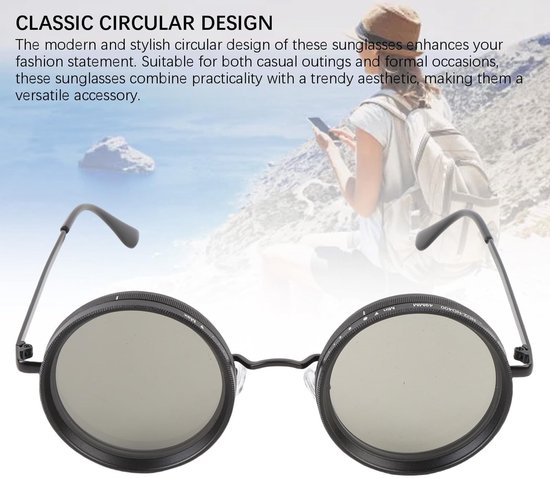 Dailygoods- Zonnebril Heren Gepolariseerd - Verstelbare Tint - 49 Mm Ronde Lens - Zonbestendig - Lichtgewicht - Inclusief Opbergdoos - Visbril van Dailygoods — afbeelding 3