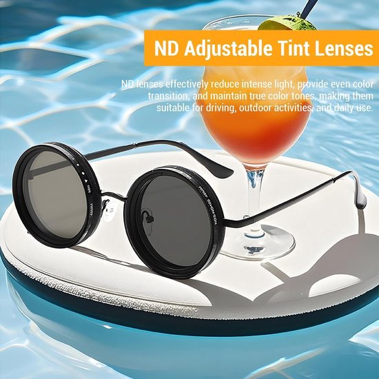 Dailygoods- Zonnebril Heren Gepolariseerd - Verstelbare Tint - 49 Mm Ronde Lens - Zonbestendig - Lichtgewicht - Inclusief Opbergdoos - Visbril van Dailygoods — afbeelding 4